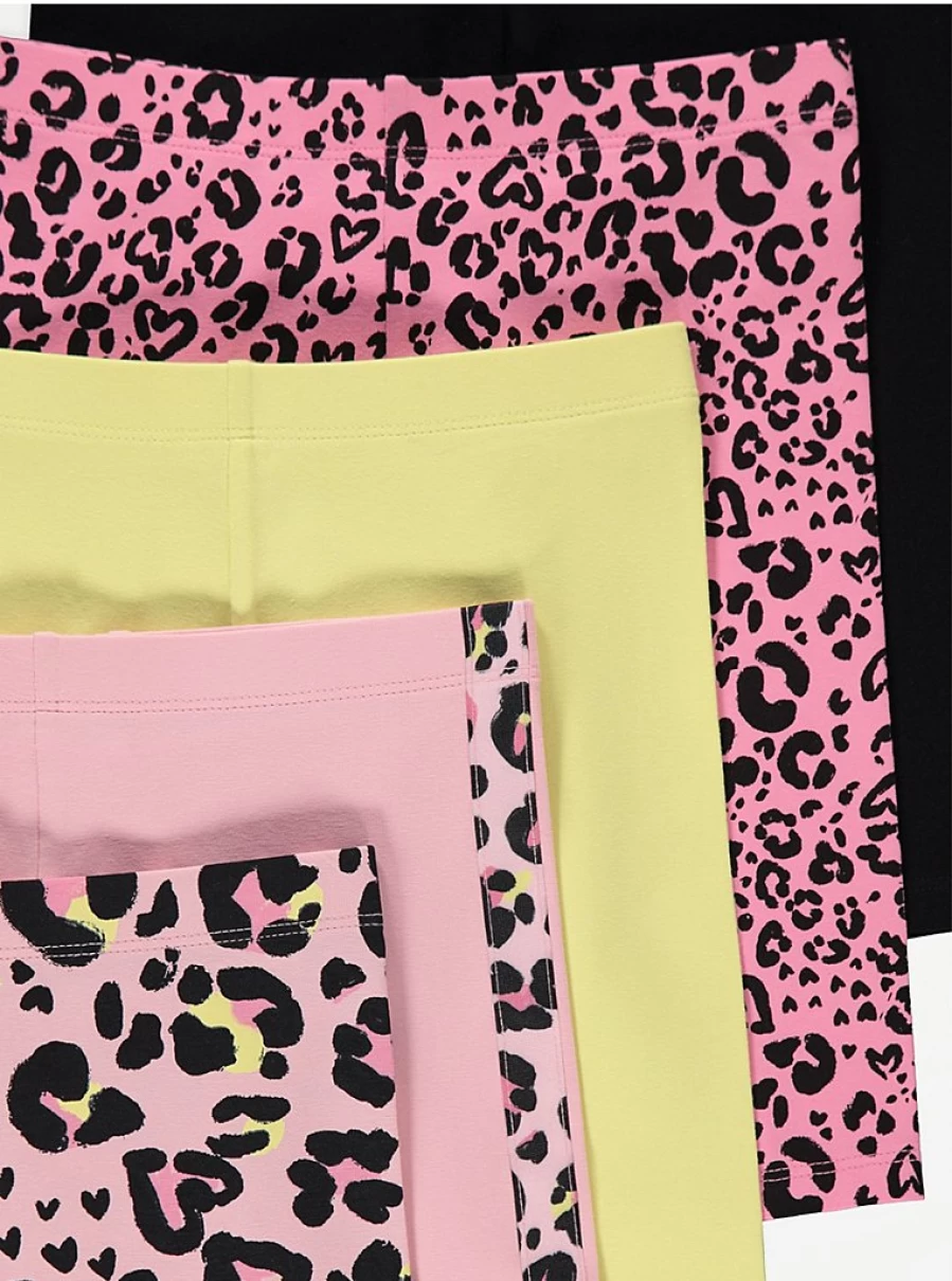 Girls' Neon Leopard Print Cycling Shorts 5-Pack | George at Asda | Comfort & Style