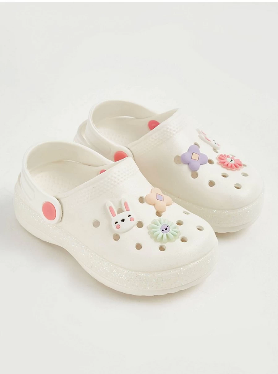 "George at Asda White Bunny Badge Clogs for Girls – Kids’ Comfortable & Stylish Footwear Review"