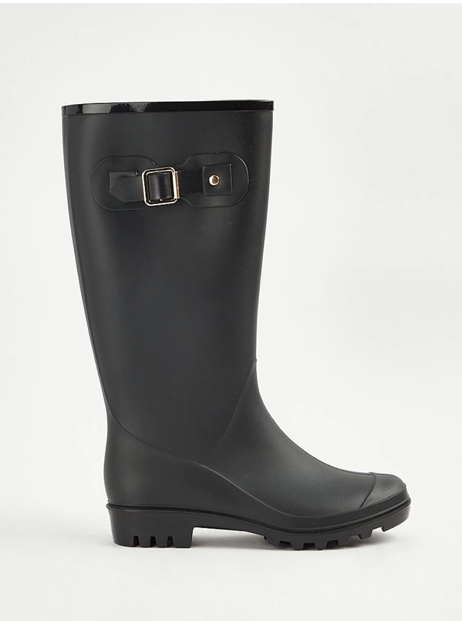 Women's Black Buckle Wellington Boots by George at Asda | Waterproof & Stylish