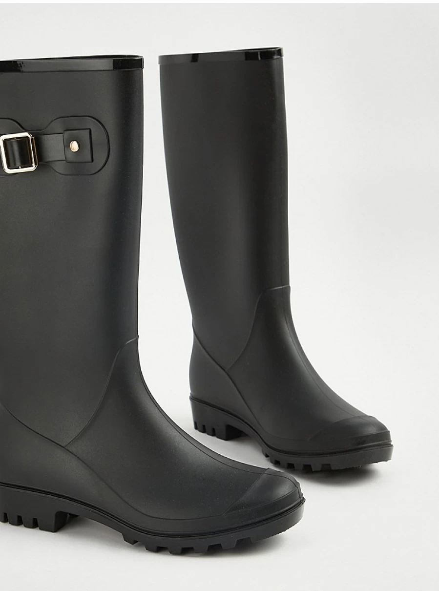 Women's Black Buckle Wellington Boots by George at Asda | Waterproof & Stylish
