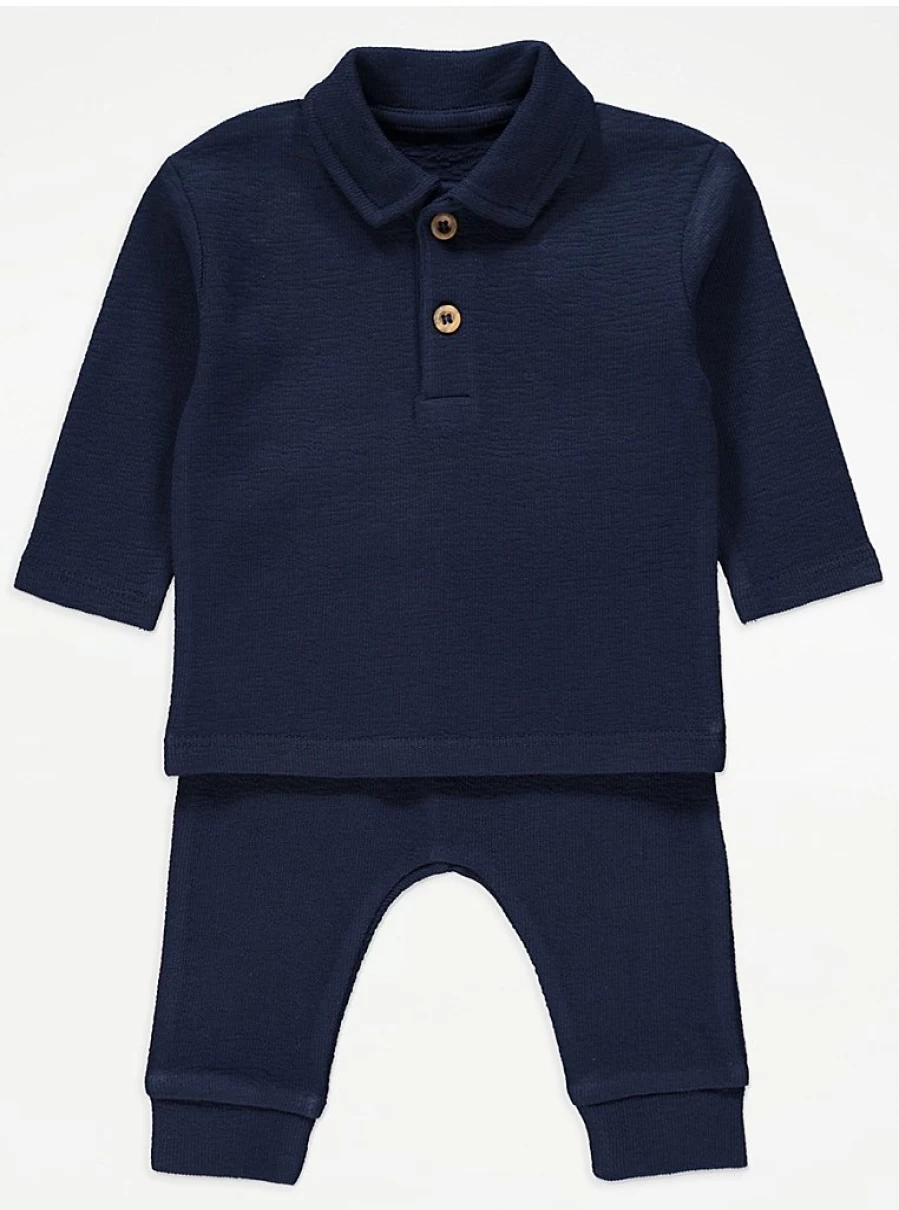 "George at Asda Boys Navy Collared Long Sleeve Top and Trousers Outfit – Reviews & Sizing Guide"