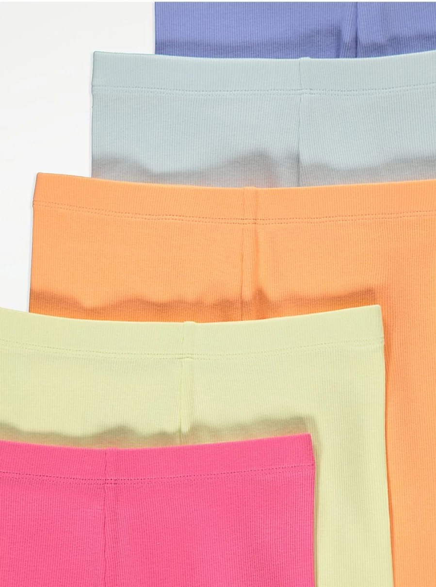 "George at Asda Girls' Bright Cycling Shorts 5-Pack | Comfortable & Durable for Active Kids"