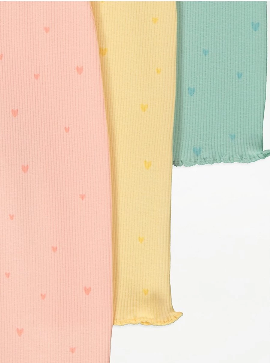 "George at Asda Baby Pastel Heart Rib Leggings 3-Pack | Soft & Stylish Infant Leggings"