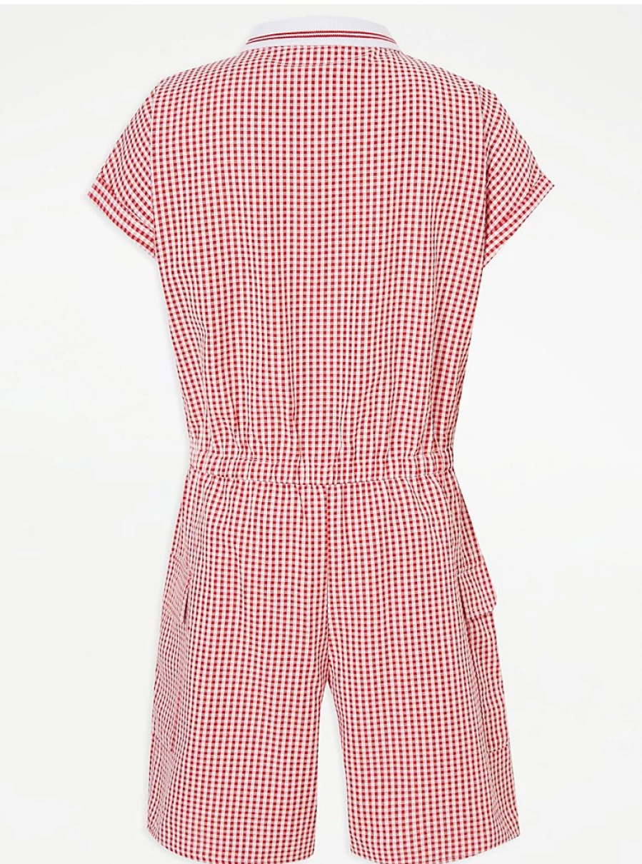 Girls' Red Gingham Sporty Playsuits 2-Pack | School Uniform | George at Asda
