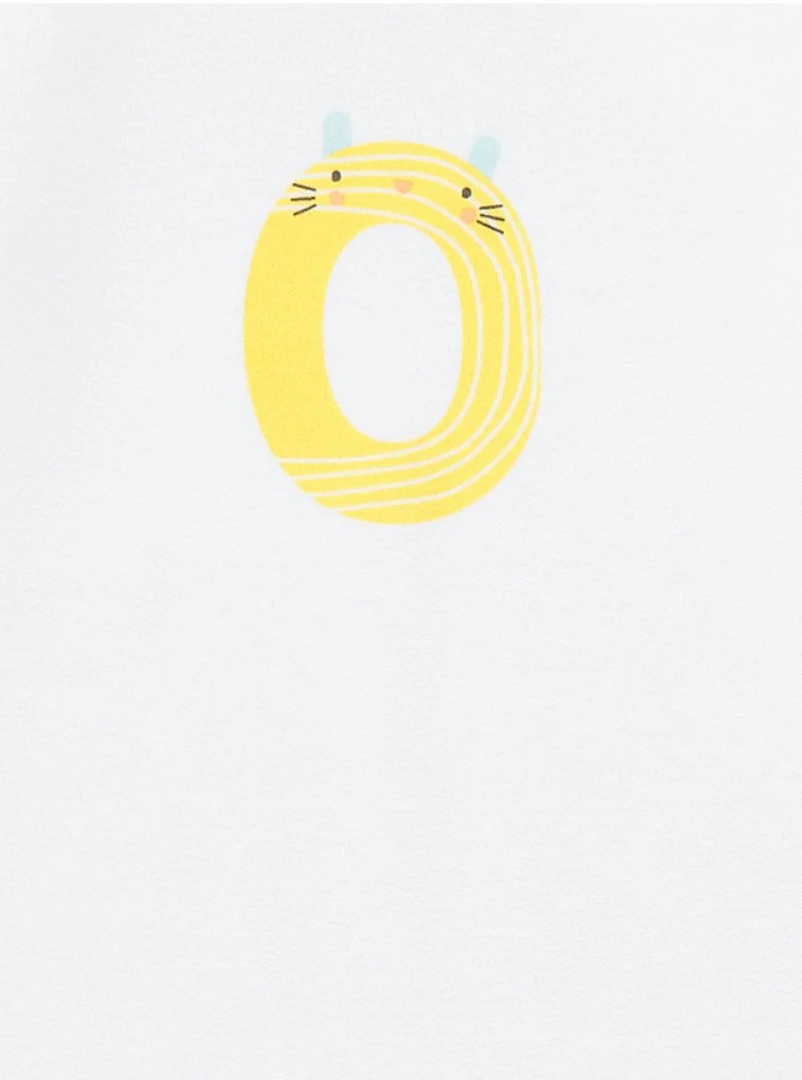 "George at Asda Baby White Animal Letter O Sleepsuit – Comfortable & Cute Sleepwear for Infants"