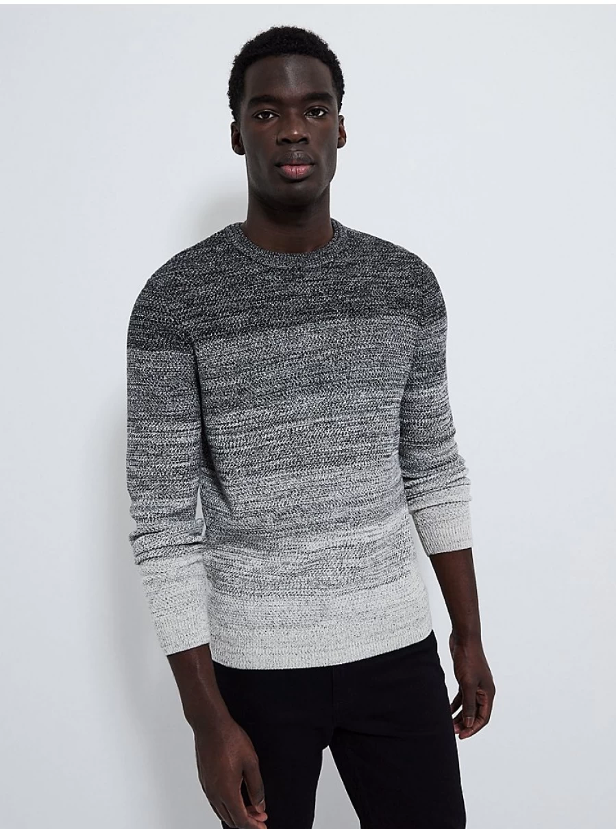 Men's Grey Ombre Knit Crew Neck Sweater | George at Asda