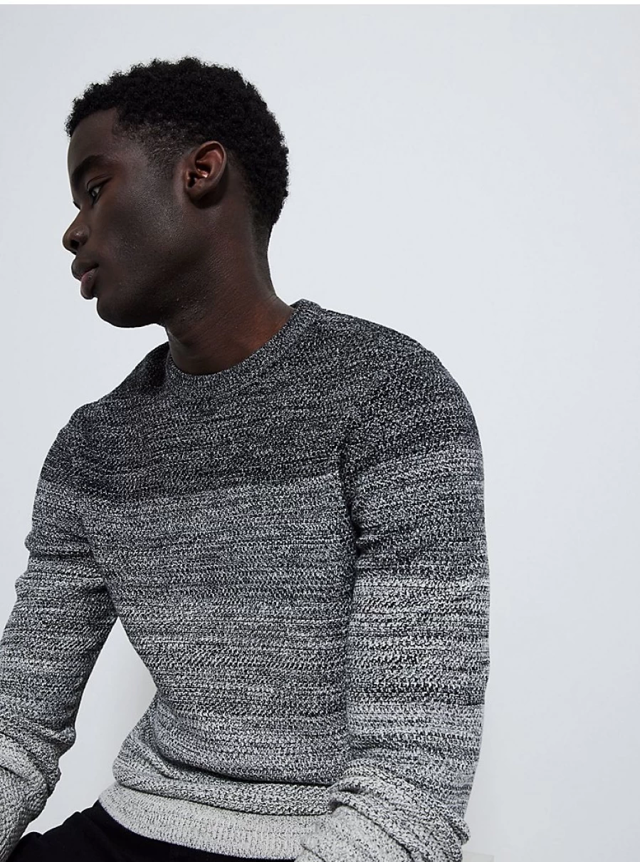 Men's Grey Ombre Knit Crew Neck Sweater | George at Asda