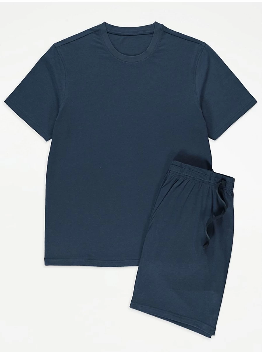 Men's Navy Blue Short Sleeve Pyjama Set | George at Asda Sleepwear