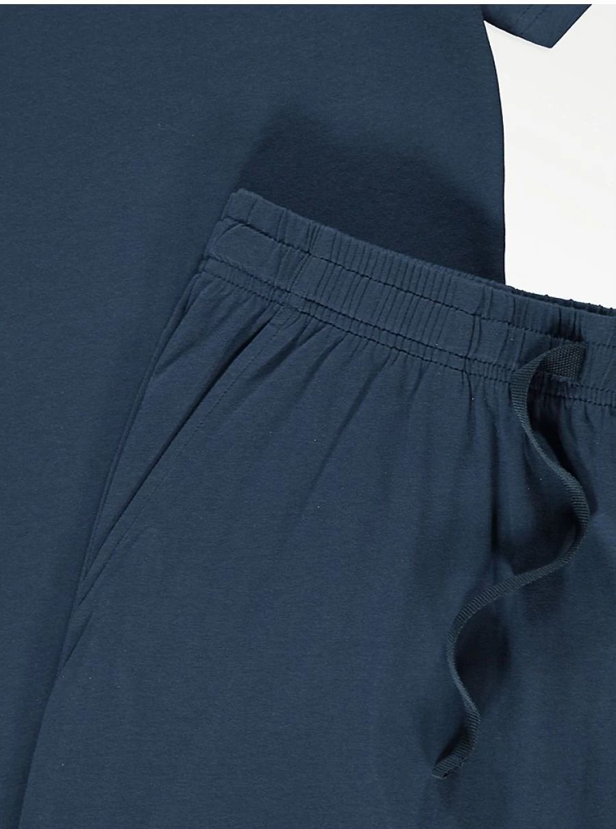 Men's Navy Blue Short Sleeve Pyjama Set | George at Asda Sleepwear