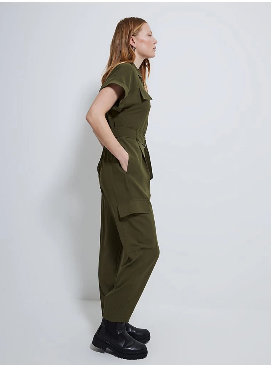 Women's Khaki Zip-Front Cargo Jumpsuit by George at Asda | Stylish Utility Romper Review