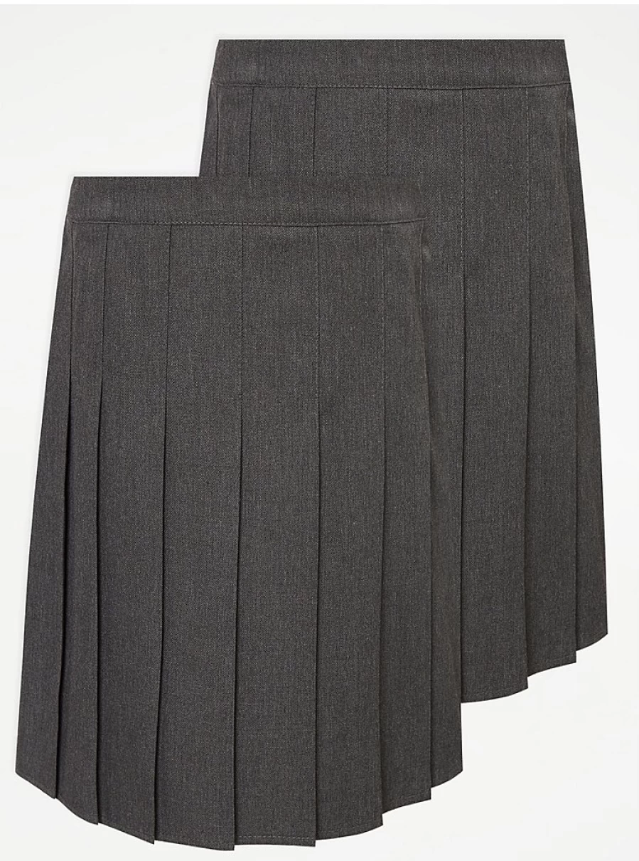 "George at Asda Girls' Grey Plus Size Pleated School Skirts 2-Pack – Comfort Fit Uniform Review"