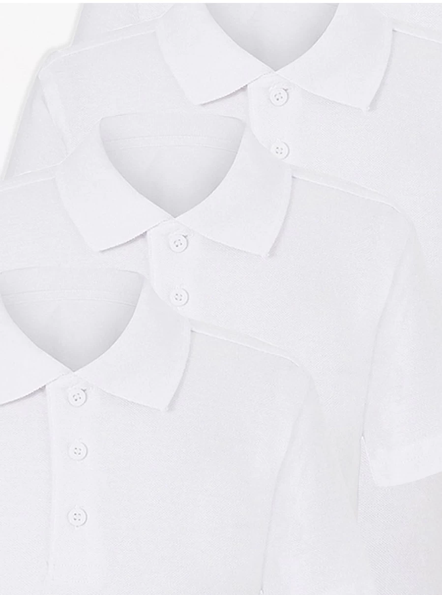 "George at Asda White Slim Fit School Polo Shirts 5-Pack for Kids – Comfortable & Durable Uniform Essentials"