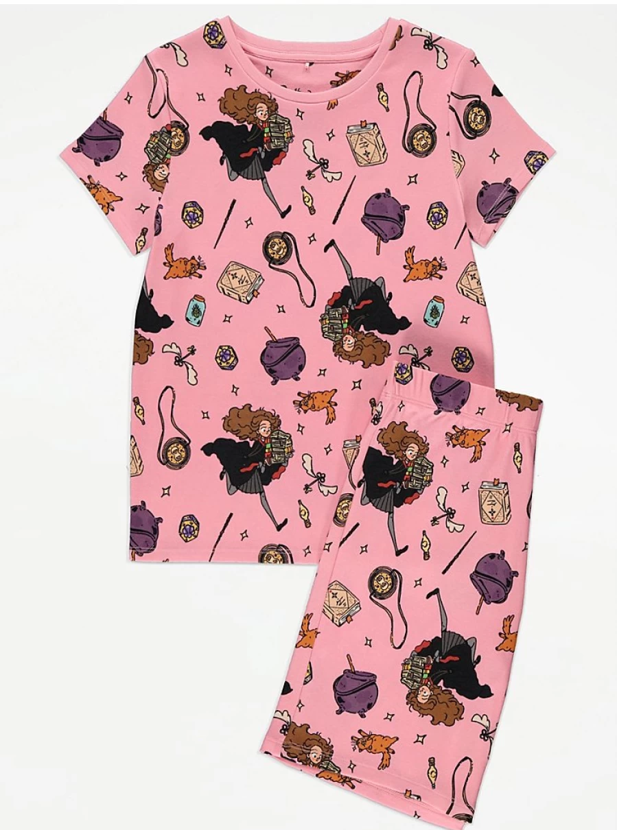 "George at Asda Kids Harry Potter Hermione Granger Pink Pajama Set | Girls' Short Pyjamas"