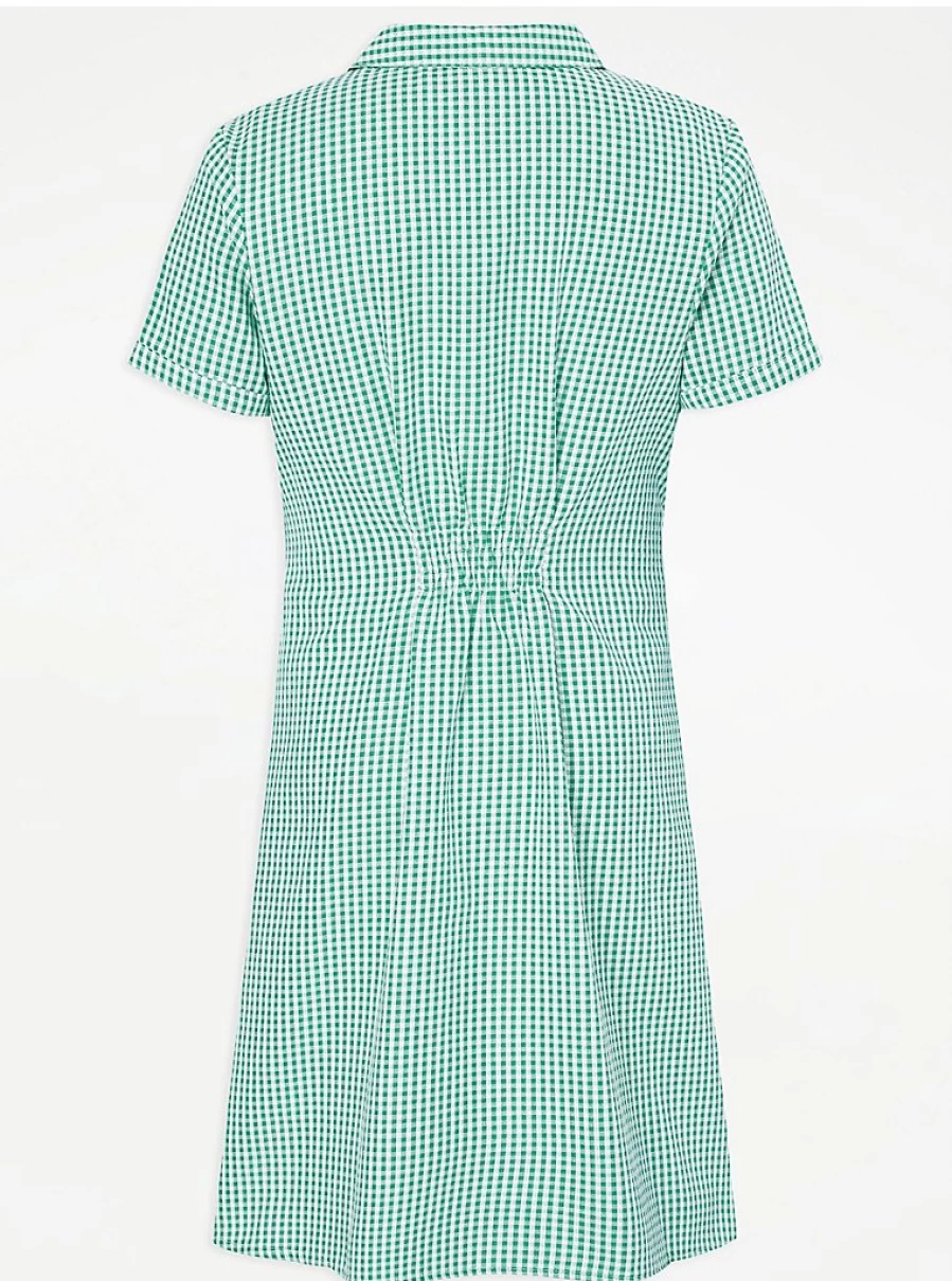 "George at Asda Girls' Green Gingham School Dress with Belt - Stylish & Comfortable Uniform"
