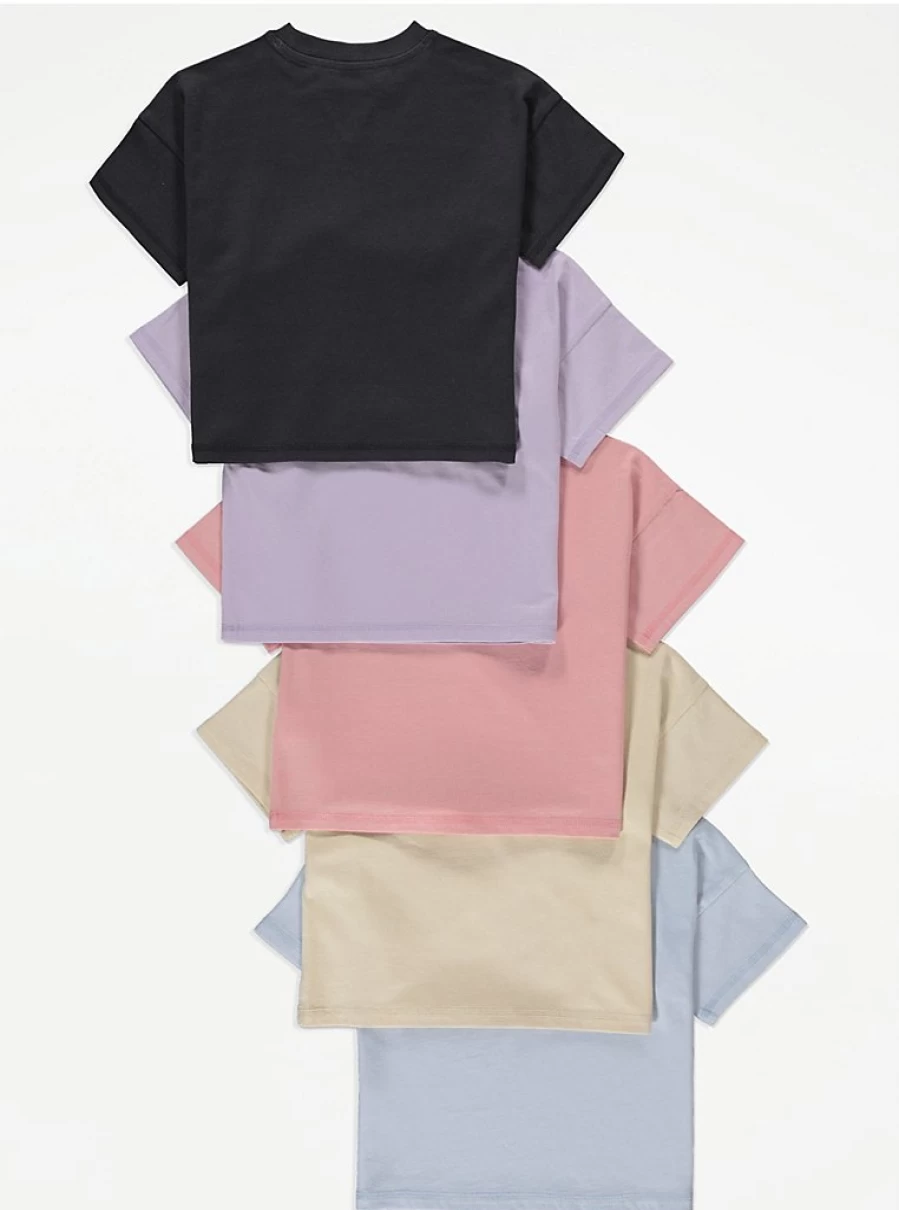 "George at Asda Boys Pastel Color 5-Pack T-Shirts | Soft Cotton Kids Tees"