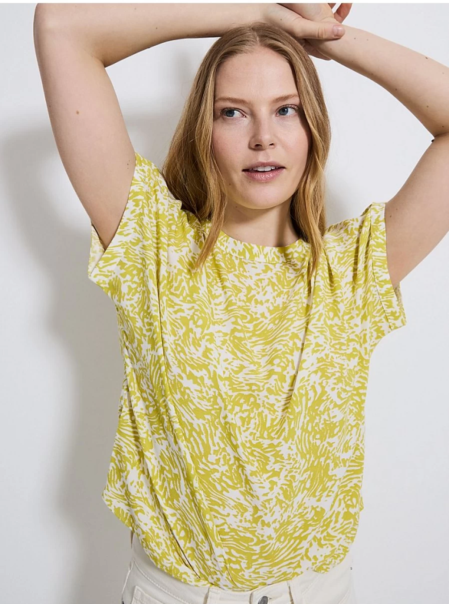 "George at Asda Women's Lime Green Abstract Woven Short Sleeve Shirt – Stylish & Comfortable"