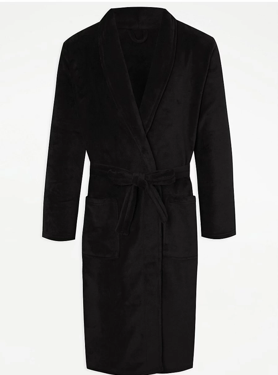 Men's Black Fleece Dressing Gown by George at Asda – Warm & Comfortable Review