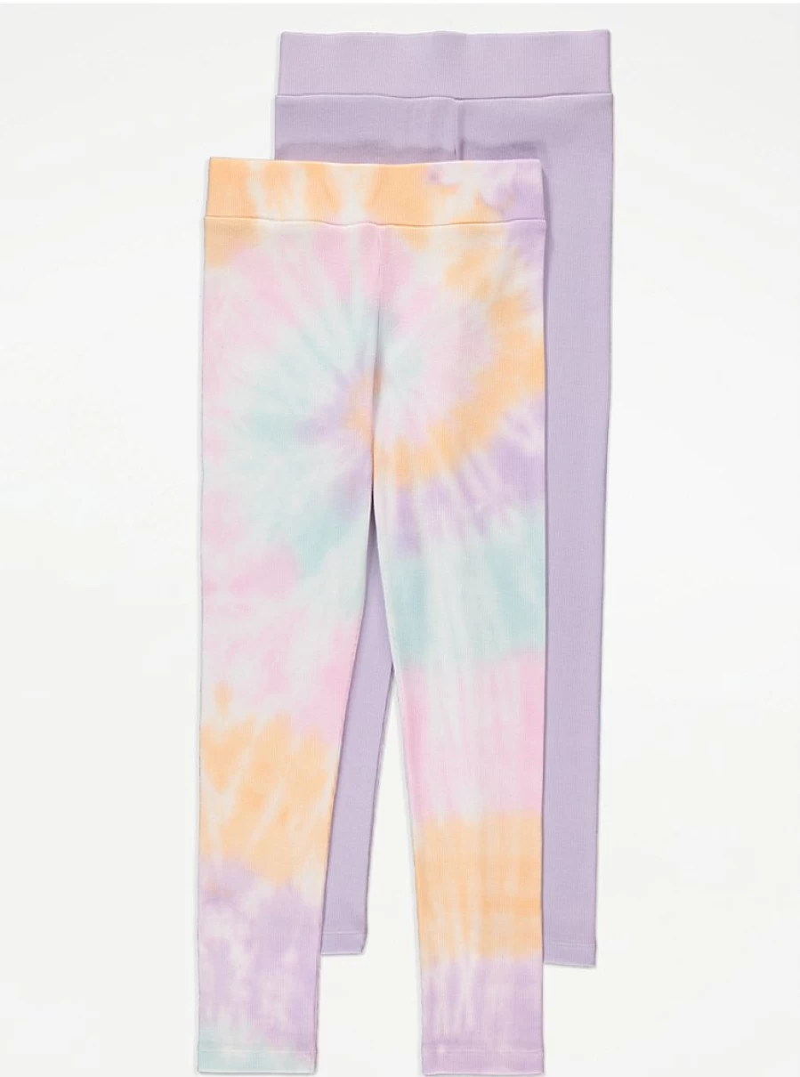 "Girls' Tie-Dye Leggings 2-Pack | George at Asda Holiday Collection"