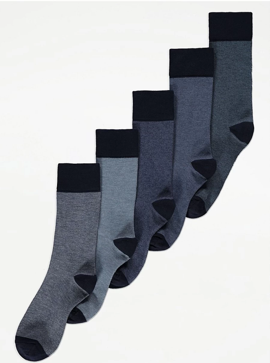 "George at Asda Men's Blue Grindle Bamboo Ankle Socks 5-Pack | Soft & Breathable"