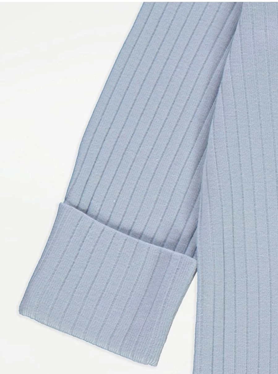 "George at Asda Baby Pale Blue Ribbed Sleepsuits 3-Pack | Soft Cotton Pajamas for Infants"