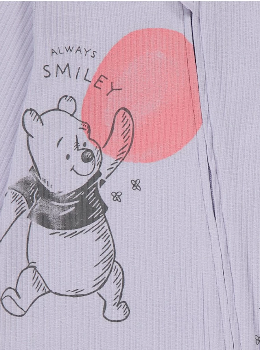 George at Asda Baby Winnie The Pooh 3-Pack Zip-Up Sleepsuits - Disney Fleece Ribbed Pajamas with 2-Way Zipper for Infants
