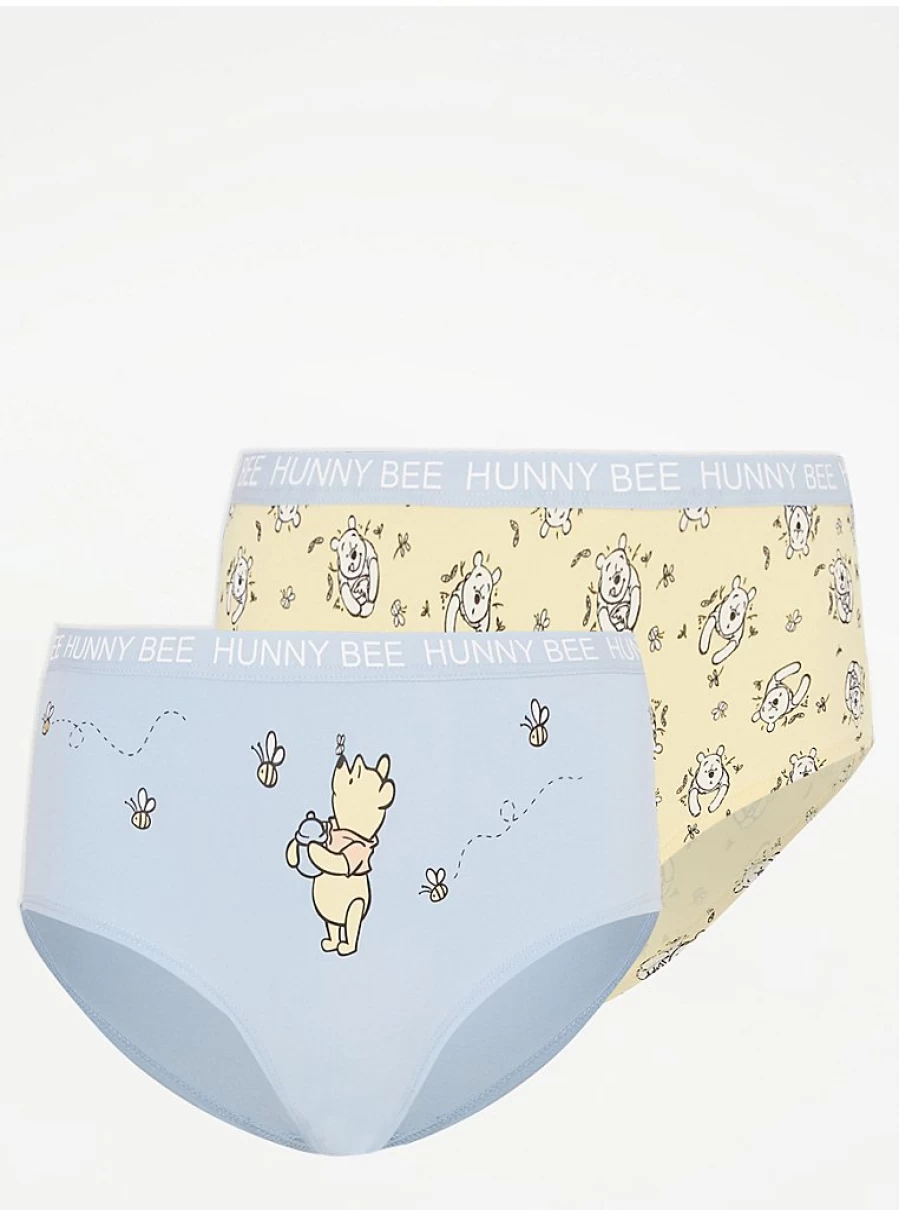 "George at Asda Disney Winnie The Pooh Women's Short Knickers 2-Pack | Comfortable Lingerie Set"