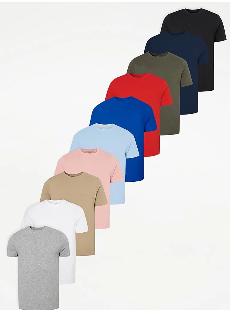Men's Assorted Crew Neck T-Shirts 10 Pack | George at Asda | Comfort Fit Multipack