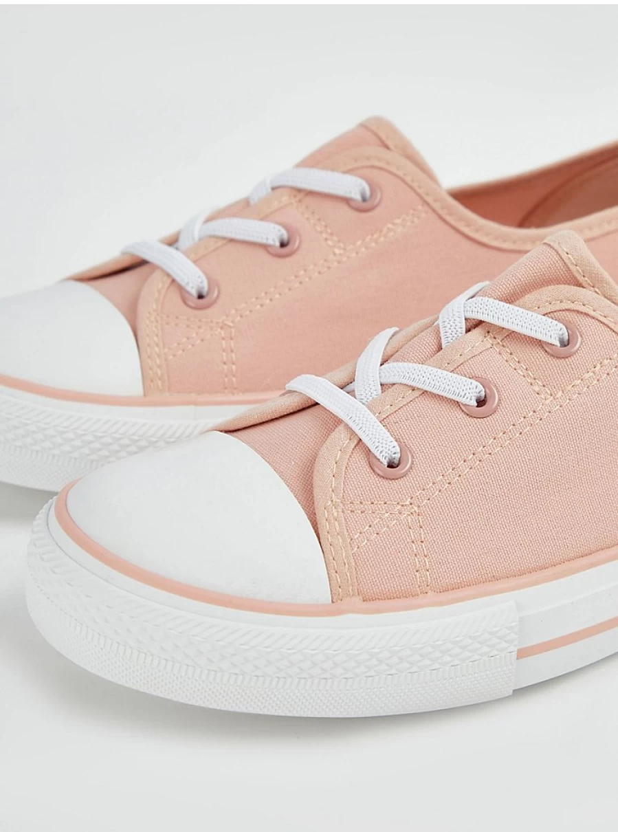 Women's Pink Lace-Up Canvas Pumps - Comfortable Casual Shoes by George at Asda