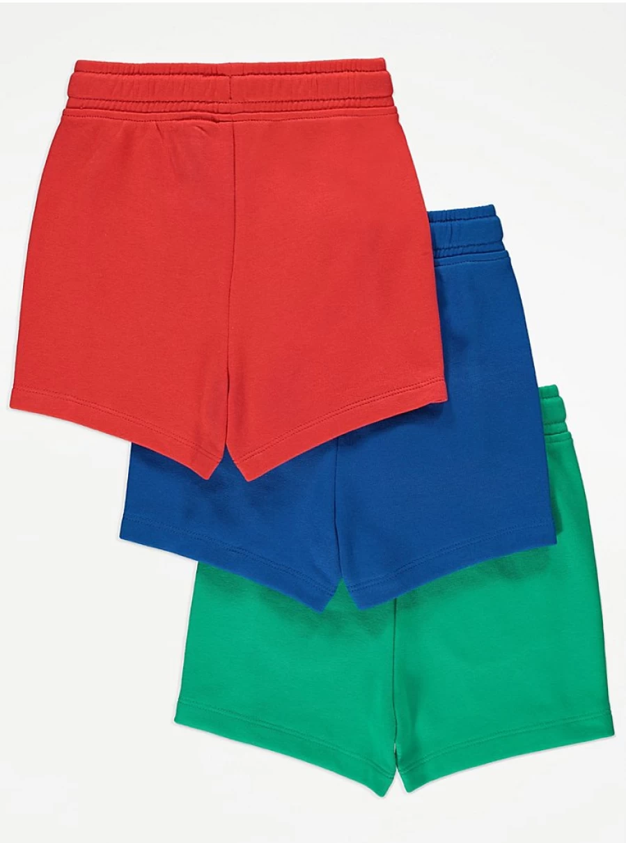 "George at Asda Boys' Bright Jersey Shorts 3-Pack | Comfortable Kids' Shorts Set"