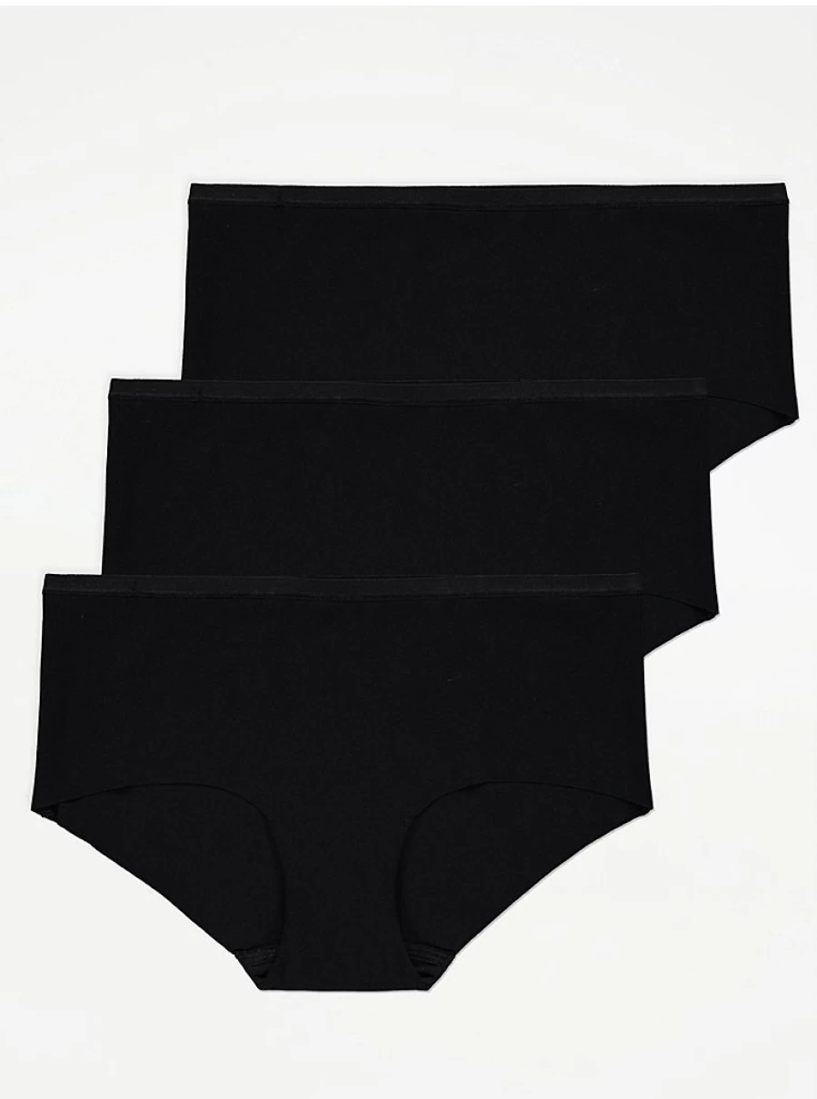 "George at Asda Black No VPL Knickers 3-Pack | Seamless Underwear for Women"
