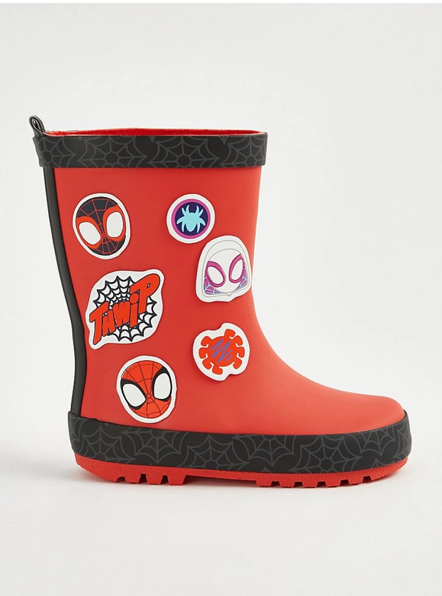 George at Asda Boys' Marvel Spider-Man Red Wellington Boots | Kids' Waterproof Rain Boots