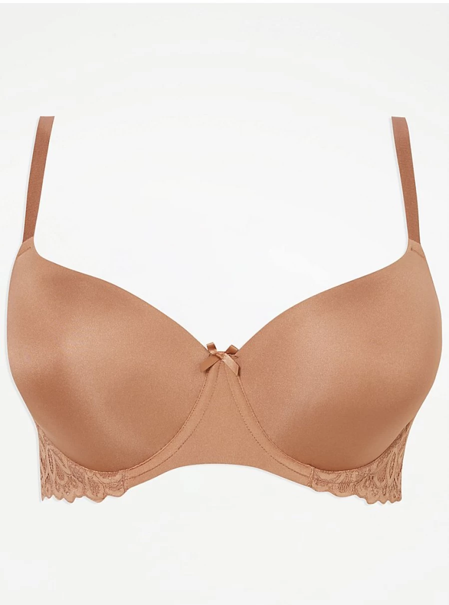 Women's Medium Nude Padded Lace T-Shirt Bra - Comfort & Support | George at Asda