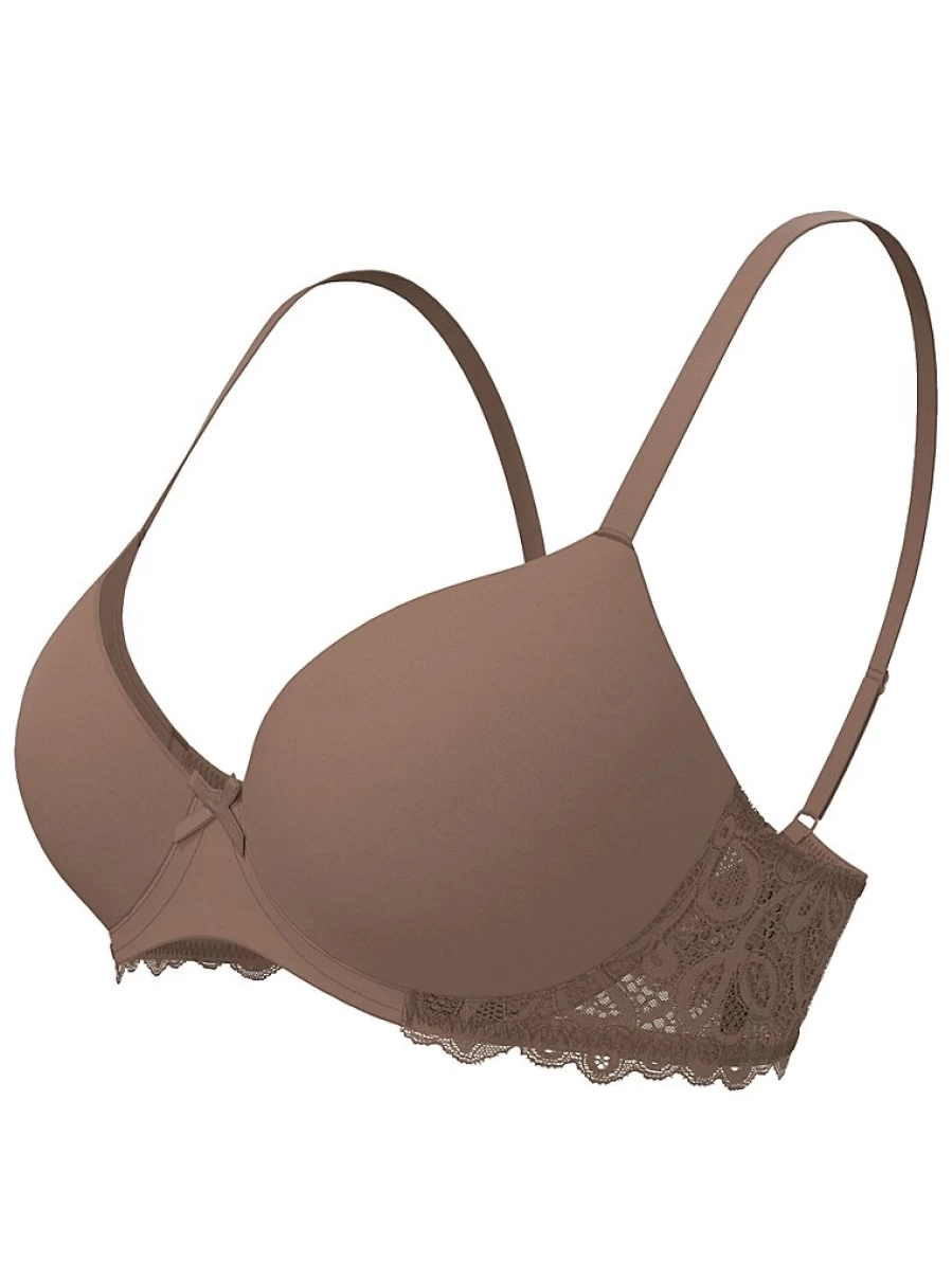 Women's Medium Nude Padded Lace T-Shirt Bra - Comfort & Support | George at Asda