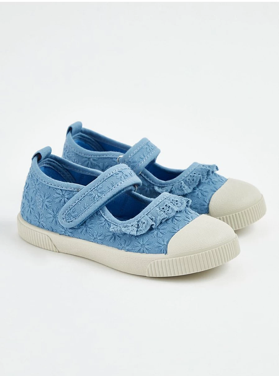 "George at Asda Girls' Blue Embroidered Lace Mary Jane Pumps | Kids' Dress Shoes Review"