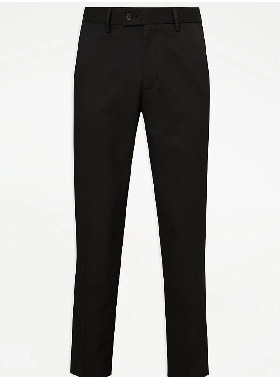 "George at Asda Men's Black Straight Fit Formal Trousers – Comfort & Style"