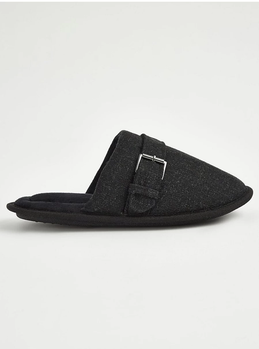 Men's Charcoal Buckled Mule Slippers by George at Asda – Comfort & Style Review