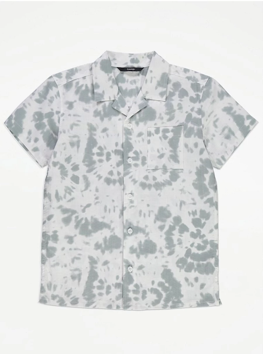 "George at Asda Boys' Green Tie-Dye Short Sleeve Shirt – Comfortable Kids' Top Review"