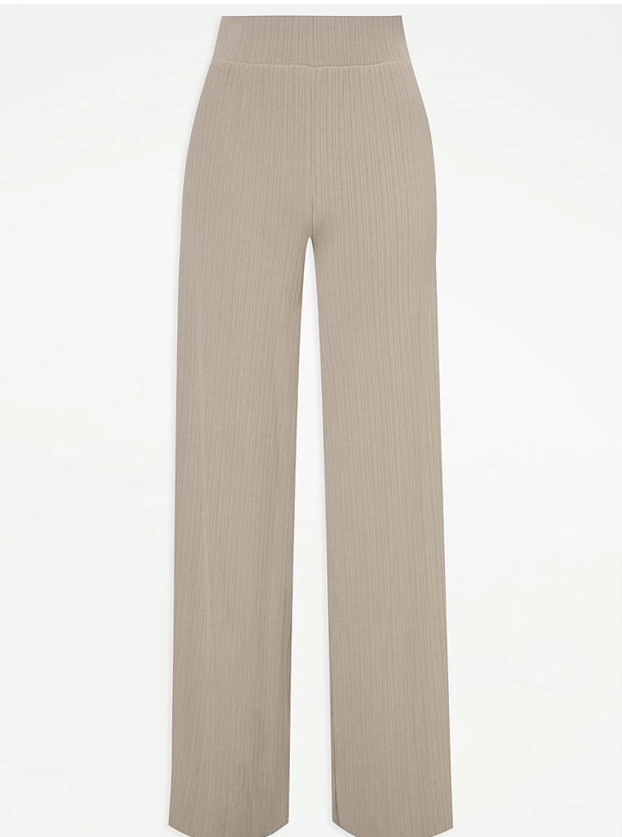 "George at Asda Women's Neutral Plisse Kick Flare Trousers – Comfort & Style Review"