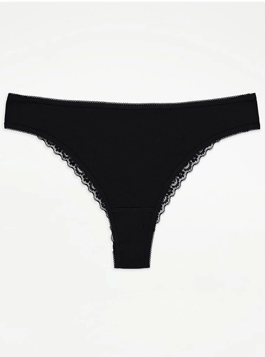 "George at Asda Black Lace Brazilian Knickers 5-Pack | Women's Lingerie Set"