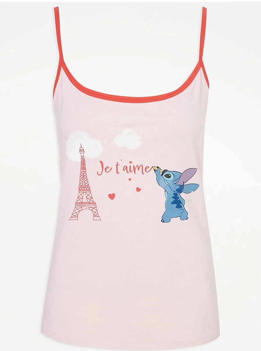 Disney Lilo & Stitch Eiffel Tower Cami Top and Shorts Lingerie Set | George at Asda