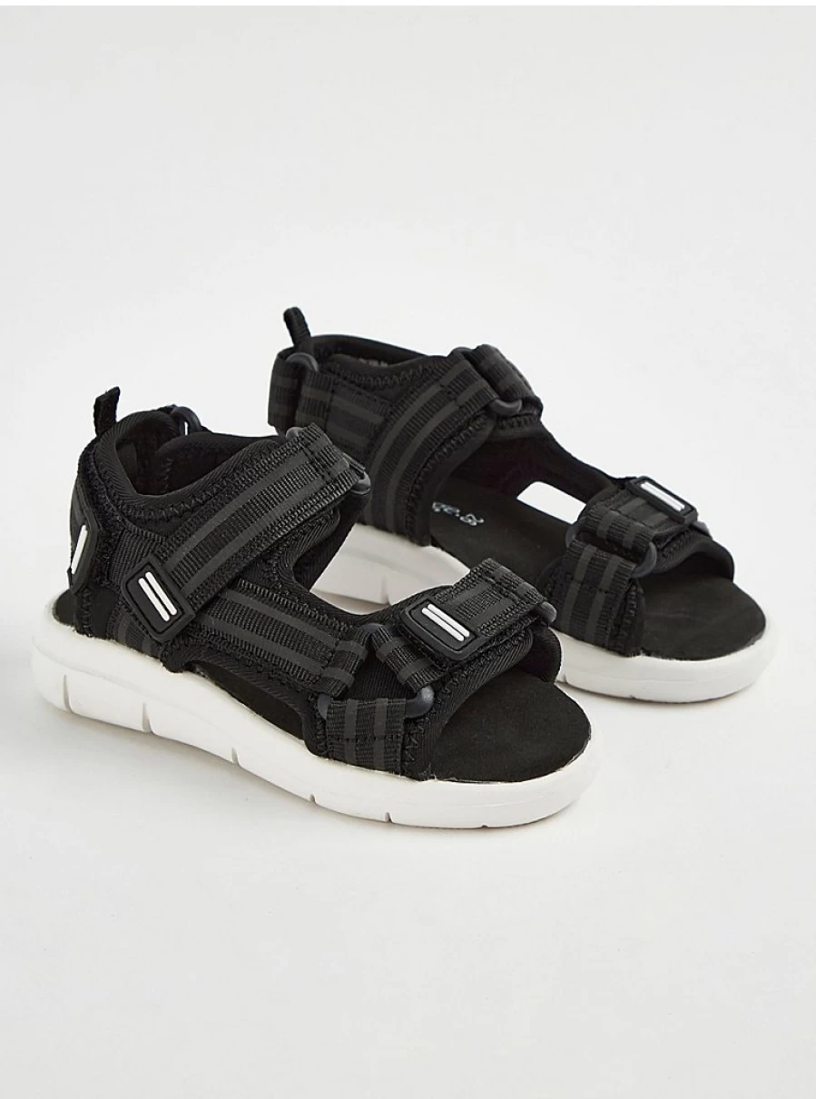 George at Asda Boys' Black Double Stripe Trekker Sandals for Kids – Durable & Comfortable Strap Design