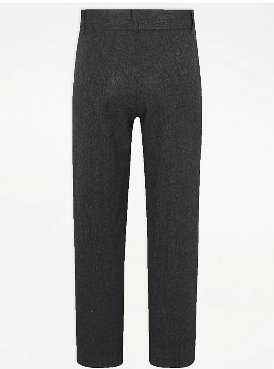 "George at Asda Boys Grey Slim Fit School Trousers 2-Pack – Comfortable Slim Leg Design"