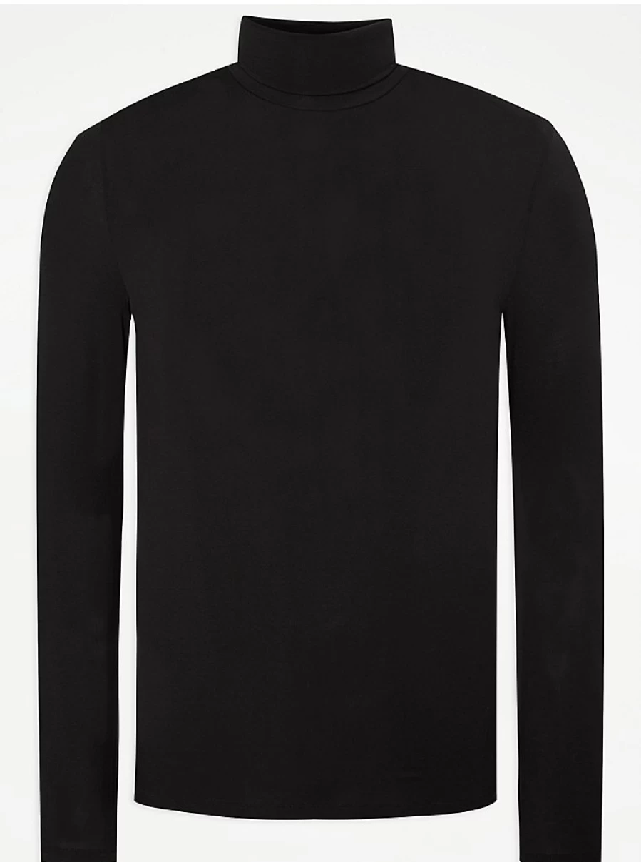 Men's Black Thermal Roll Neck Long Sleeve Top - George at Asda