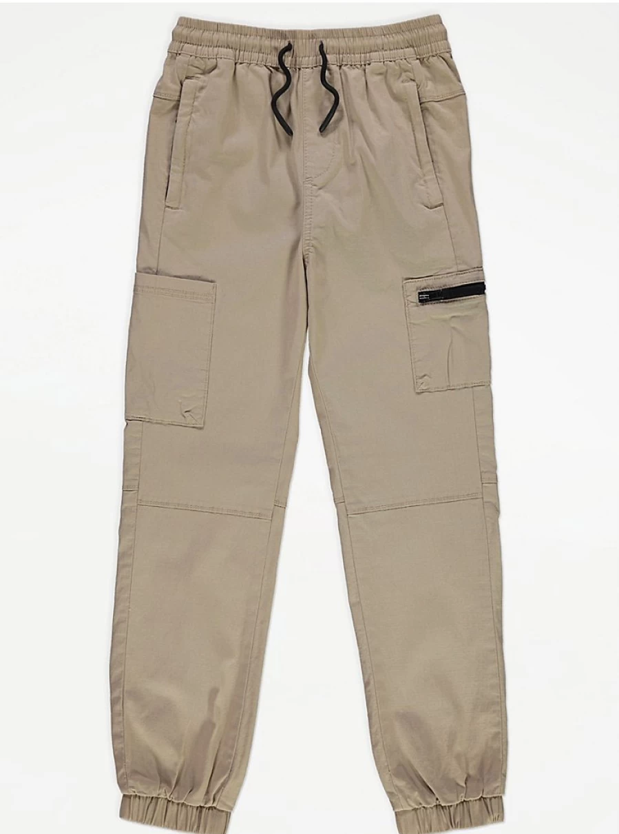 Boys' Light Tan Zip Pocket Cargo Trousers | George at Asda | Kids' Comfort & Style