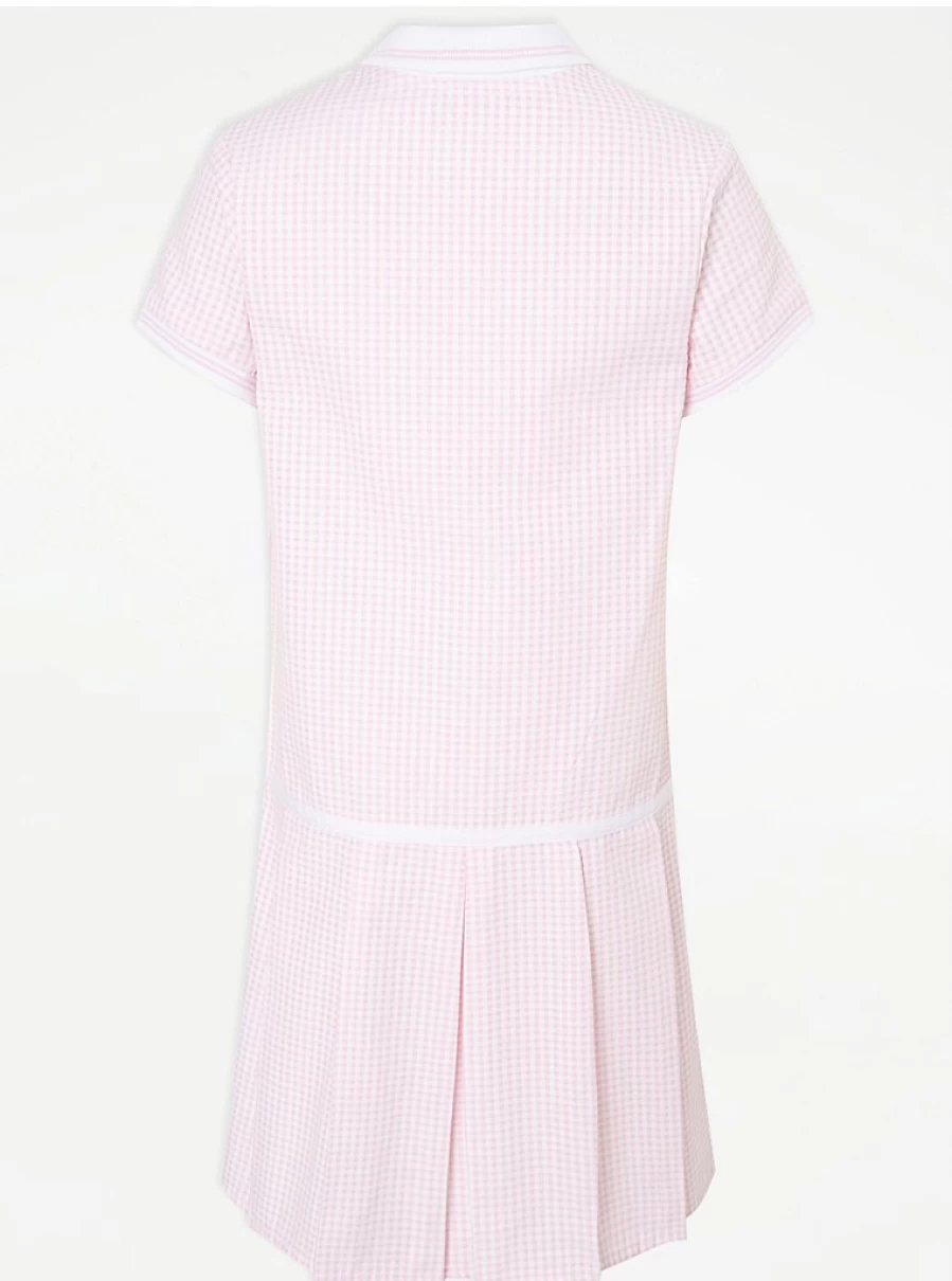 "George at Asda Girls' 2-Pack Pink Gingham Sporty School Dresses for Comfort & Style"