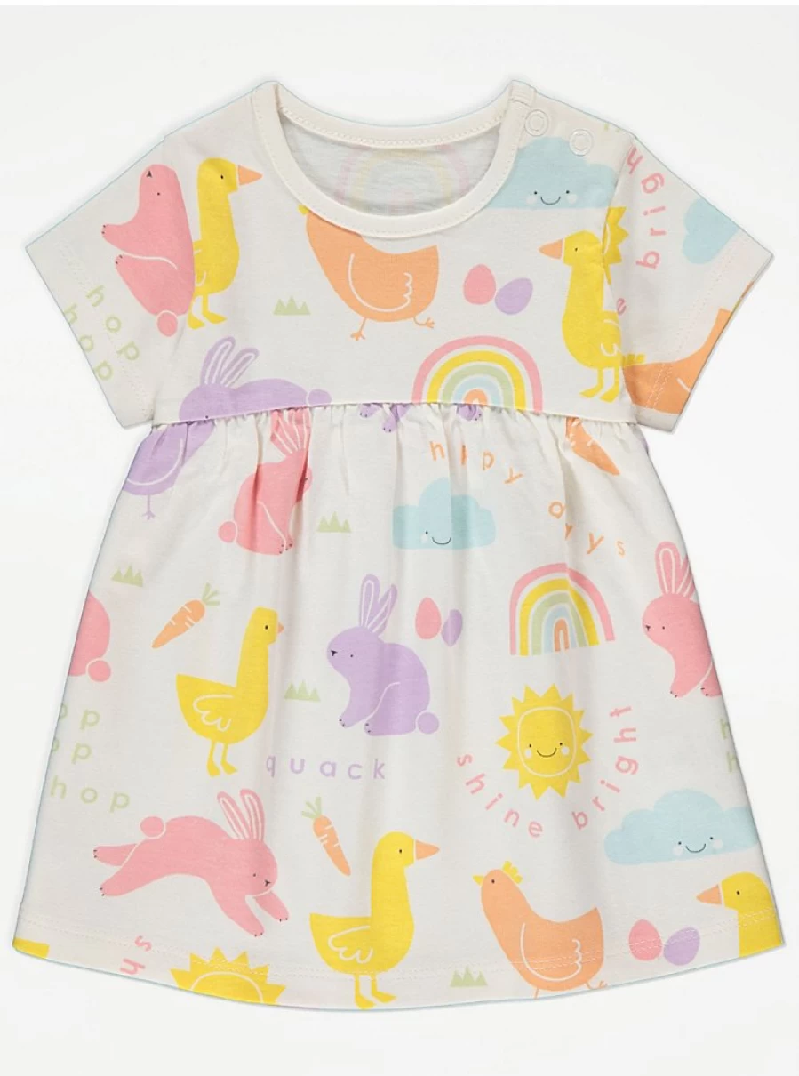 "George at Asda Baby Girls' Cream Rainbow Easter Bunny Dress – Cute & Colorful Outfit Review"