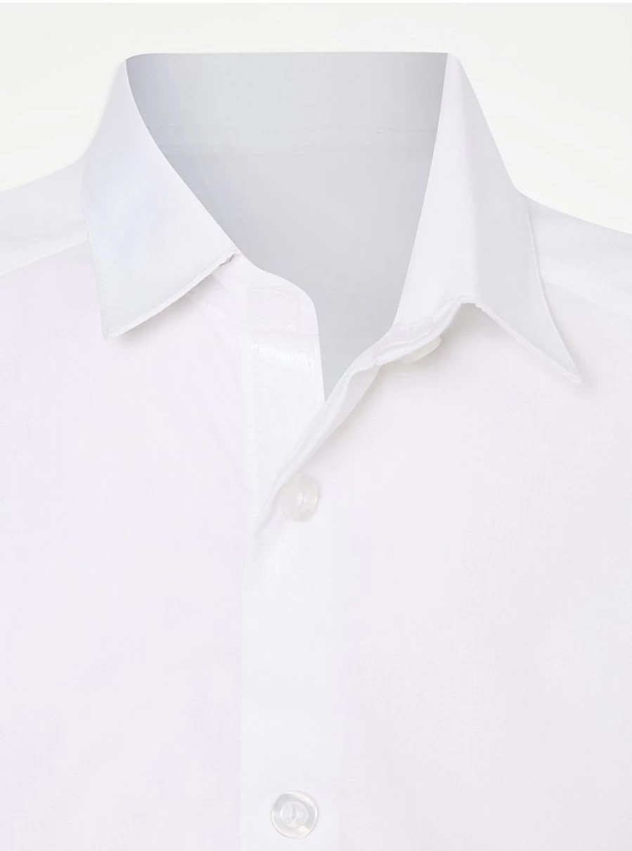 George at Asda Boys' 2-Pack White Short Sleeve School Shirts – Easy Comfort Fit