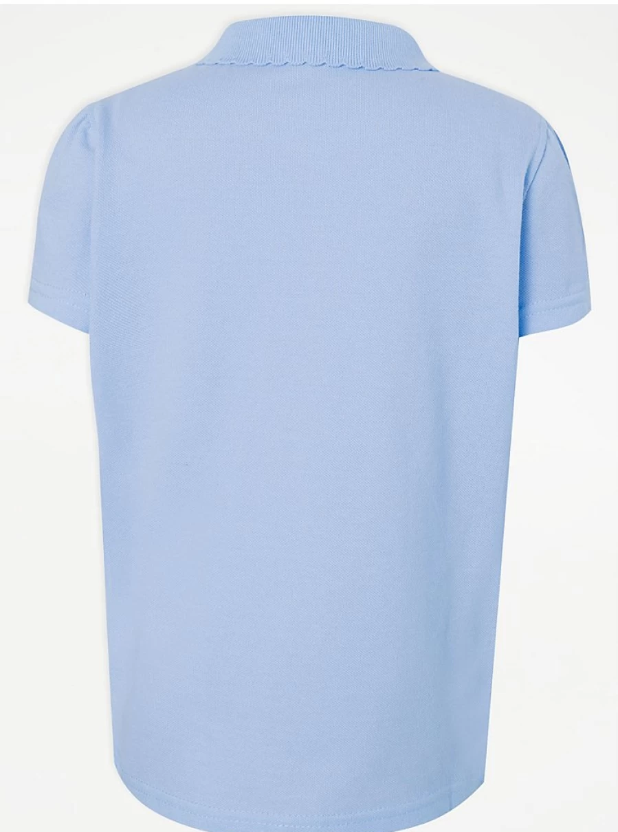 "George at Asda Light Blue Scallop Short Sleeve School Polo Shirts 2 Pack – Comfortable & Stylish Uniform Essentials"