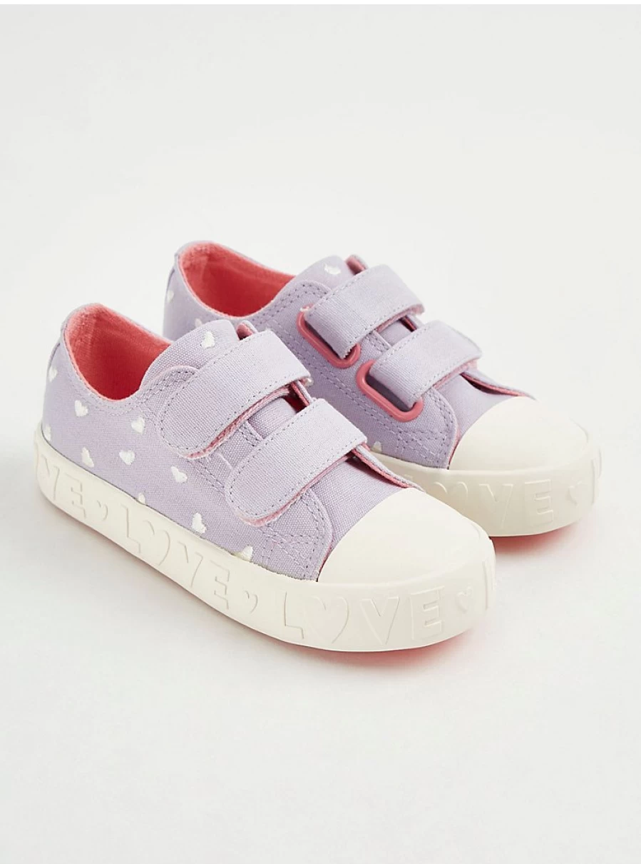 "George at Asda Girls' Lilac Heart Double Strap Cupsole Trainers – Comfortable Kids' Sneakers Review"