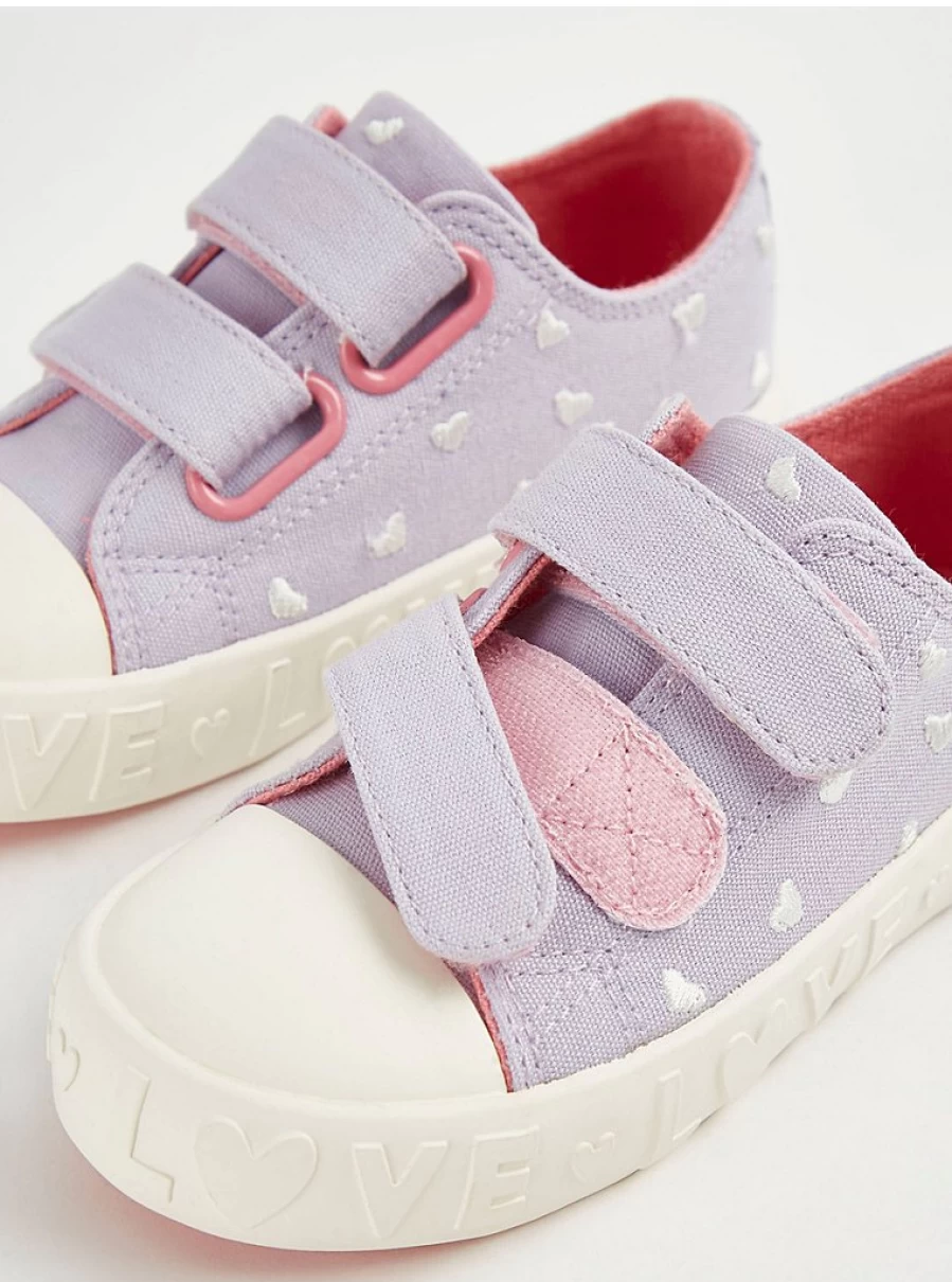 "George at Asda Girls' Lilac Heart Double Strap Cupsole Trainers – Comfortable Kids' Sneakers Review"